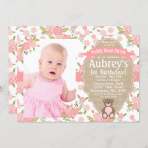 Invitación de cumpleaños de osito de peluche - Pic