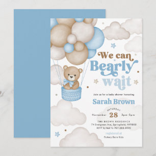 Invitación de Cumpleaños de Oso Azul con Globos