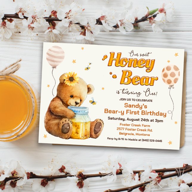 Invitación de cumpleaños de Oso de Miel Dulce (Subido por el creador)