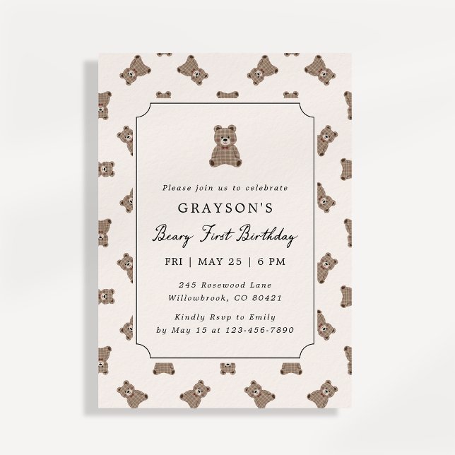 Invitación de cumpleaños de oso de peluche de libr (Subido por el creador)