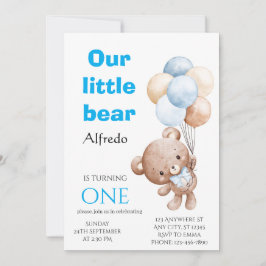 Invitación de cumpleaños de Oso Globo