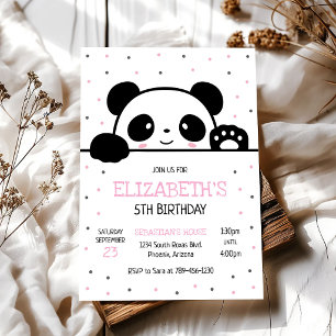 Invitación de cumpleaños de oso panda