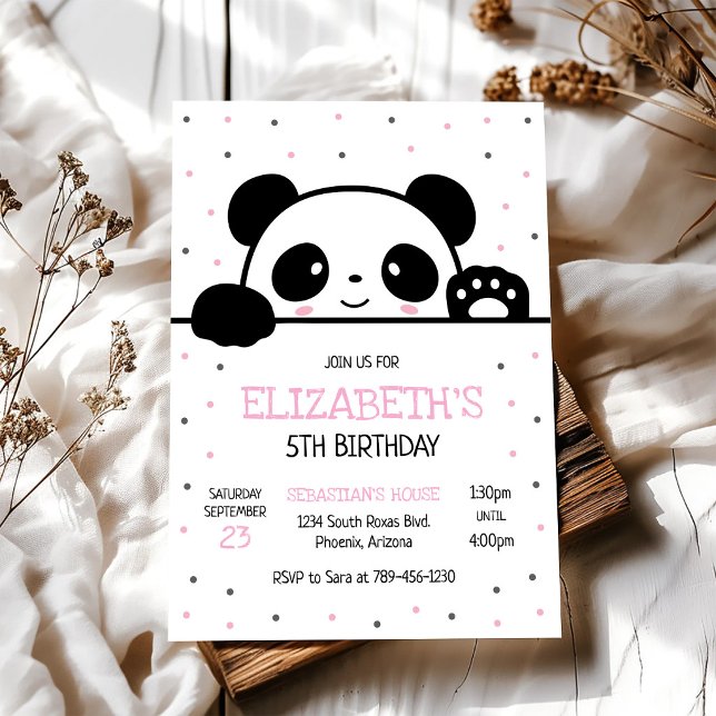 Invitación de cumpleaños de oso panda (Subido por el creador)
