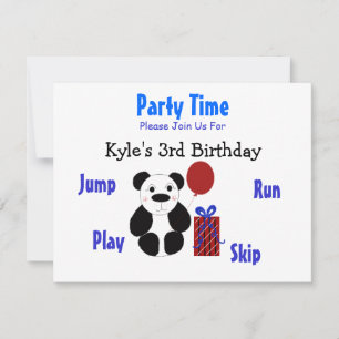 Invitación de cumpleaños de oso panda