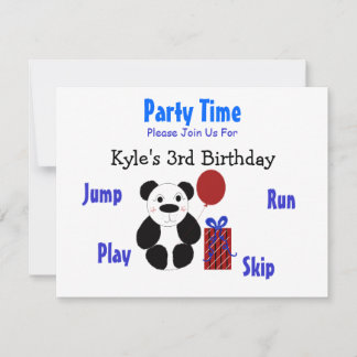 Invitación de cumpleaños de oso panda