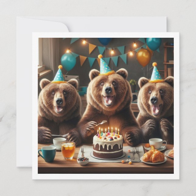 Invitación de cumpleaños de oso viejo, Grizzly tie (Anverso)