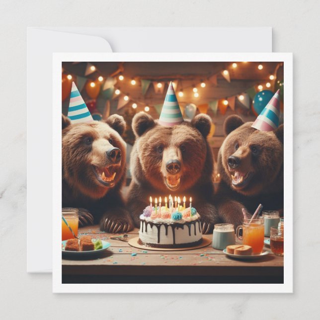 Invitación de cumpleaños de oso viejo, Grizzly tie (Anverso)