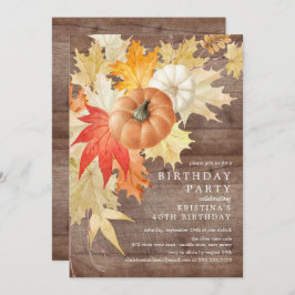 Invitación de cumpleaños de otoño a Rustic Wood