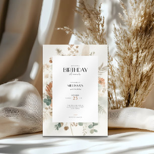 Invitación de cumpleaños de otoño con flores para 