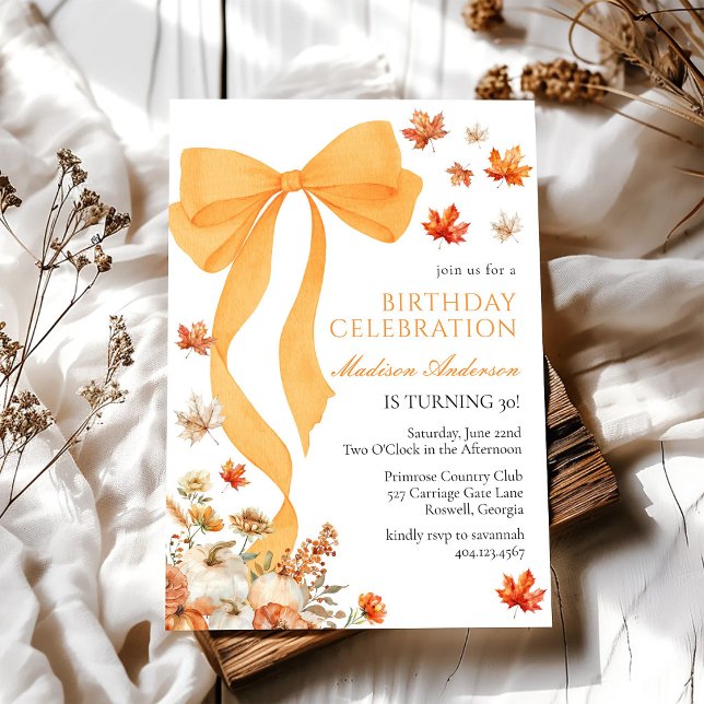 Invitación de cumpleaños de otoño coquette (Subido por el creador)