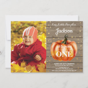 Invitación de cumpleaños de otoño de calabaza rúst