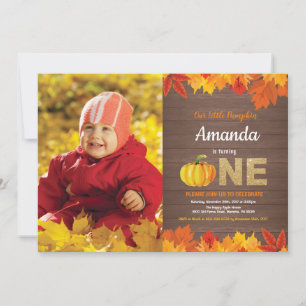 Invitación de cumpleaños de otoño de calabaza rúst