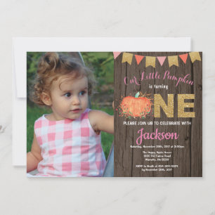 Invitación de cumpleaños de otoño de niña rústica