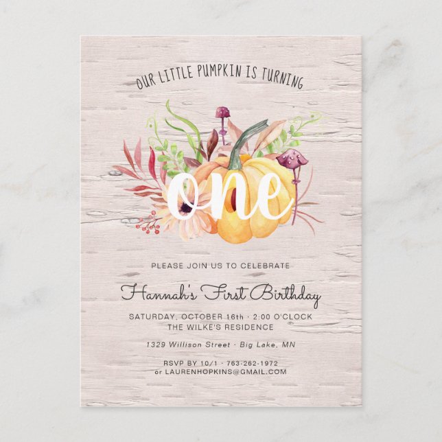 Invitación de cumpleaños de otoño de pequeña calab (Anverso)