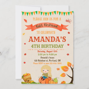 Invitación de cumpleaños de otoño fiesta del festi