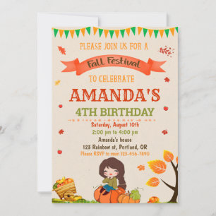 Invitación de cumpleaños de otoño fiesta del festi