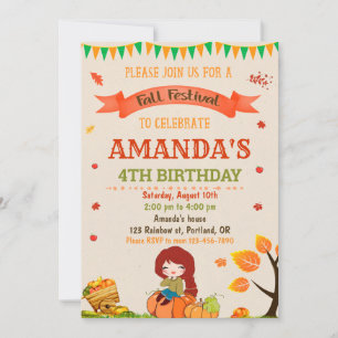 Invitación de cumpleaños de otoño fiesta del festi