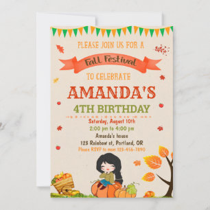 Invitación de cumpleaños de otoño fiesta del festi
