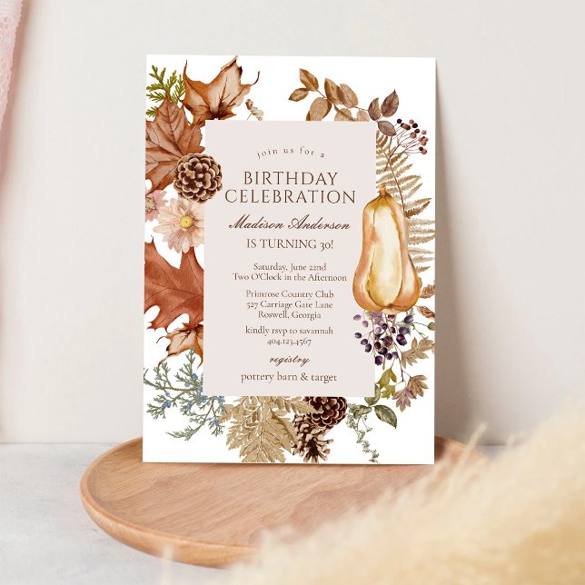 Invitación de cumpleaños de otoño floral moderna (Subido por el creador)