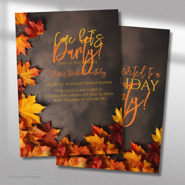 Invitación de cumpleaños de otoño Hojas de otoño C (Subido por el creador)