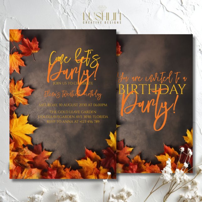 Invitación de cumpleaños de otoño Hojas de otoño C (Subido por el creador)