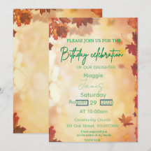 Invitación de cumpleaños de otoño para cristiana,