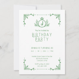 Invitación de cumpleaños de otoño verde y blanco 2