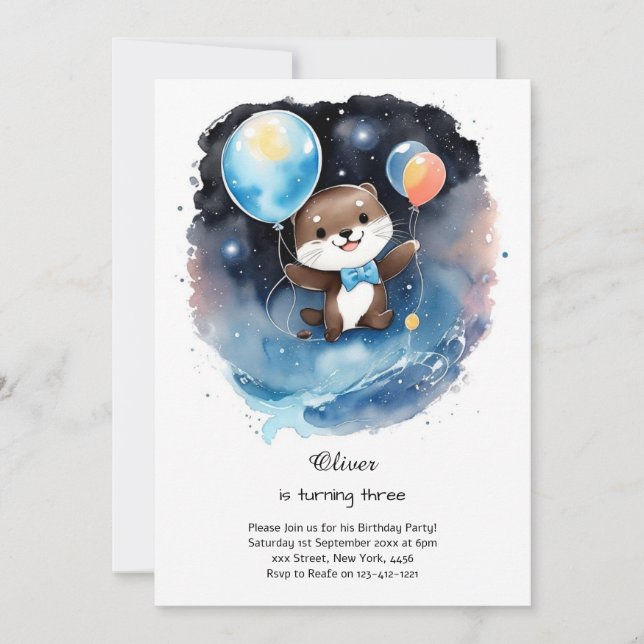 Invitación de cumpleaños de Otter (Anverso)