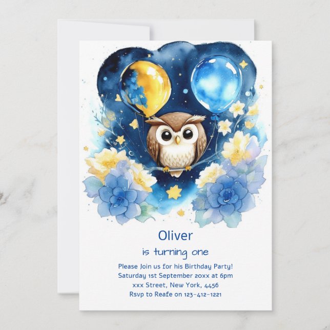 Invitación de cumpleaños de Owl (Anverso)