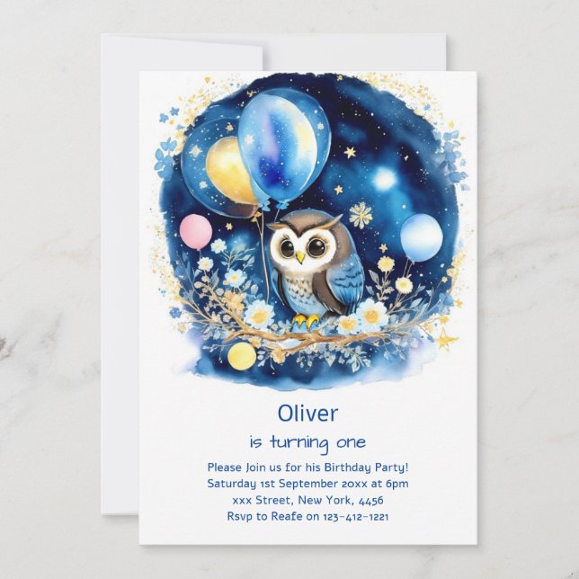 Invitación de cumpleaños de Owl (Anverso)