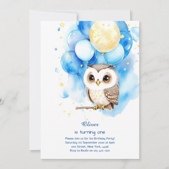 Invitación de cumpleaños de Owl (Anverso)