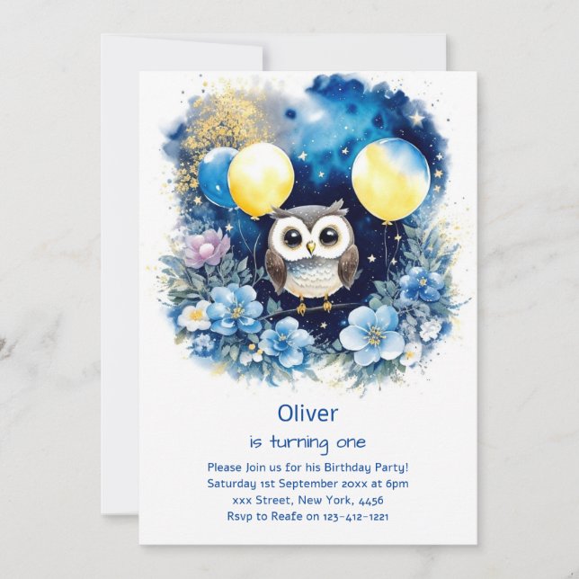 Invitación de cumpleaños de Owl (Anverso)