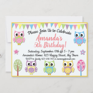 Invitación de cumpleaños de Owl