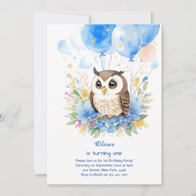 Invitación de cumpleaños de Owl (Anverso)