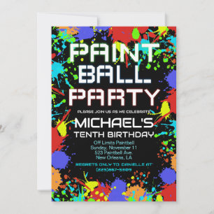 Invitación de cumpleaños de Paint Ball