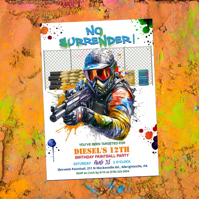 Invitación de cumpleaños de Paintball (Subido por el creador)
