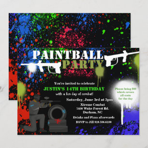 Invitación de cumpleaños de paintball afroamerican