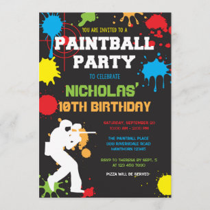 Invitación de cumpleaños de Paintball/cumpleaños d