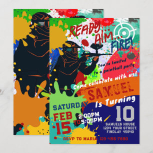 Invitación de cumpleaños de Paintball, invitación