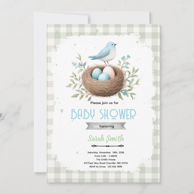 Invitación de cumpleaños de pájaro (Anverso)