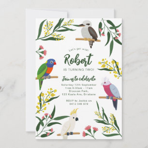 Invitación de cumpleaños de pájaros australianos