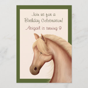 Invitación de cumpleaños de Palomino bonito ~ Chic