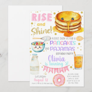 Invitación de cumpleaños de pancakes y pijamas par