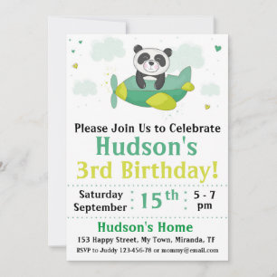 invitación de cumpleaños de panda