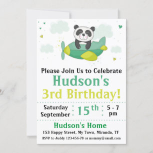 Invitación de cumpleaños de Panda