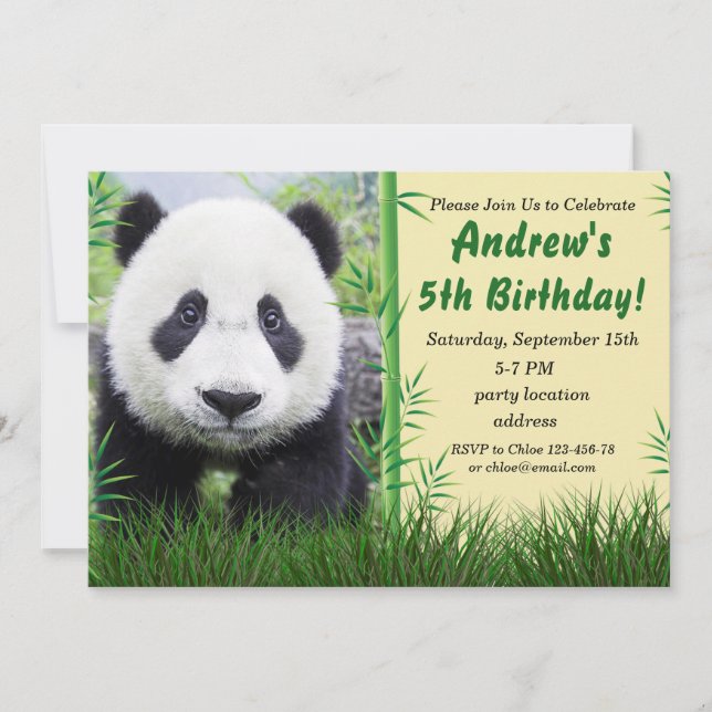 Invitación de cumpleaños de Panda (Anverso)