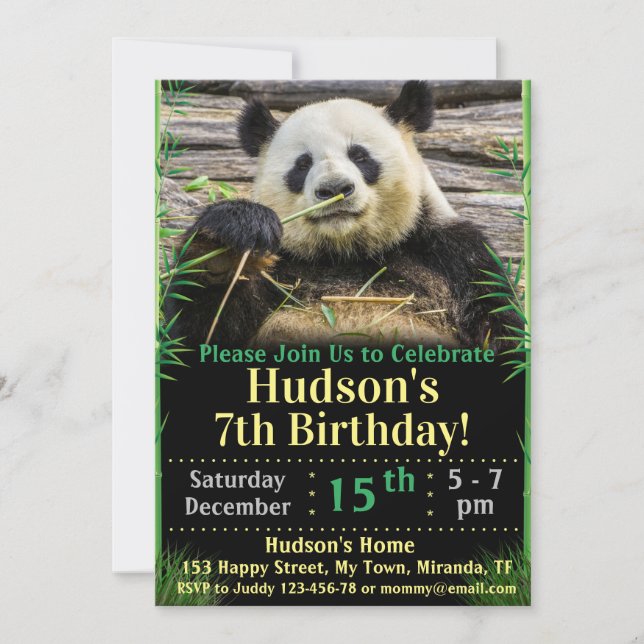 Invitación de cumpleaños de Panda (Anverso)