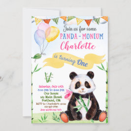 Invitación de cumpleaños de Panda 1er fiesta de cu
