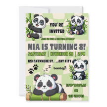 Invitación de cumpleaños de Panda adorable 