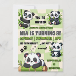 Invitación de cumpleaños de Panda adorable 